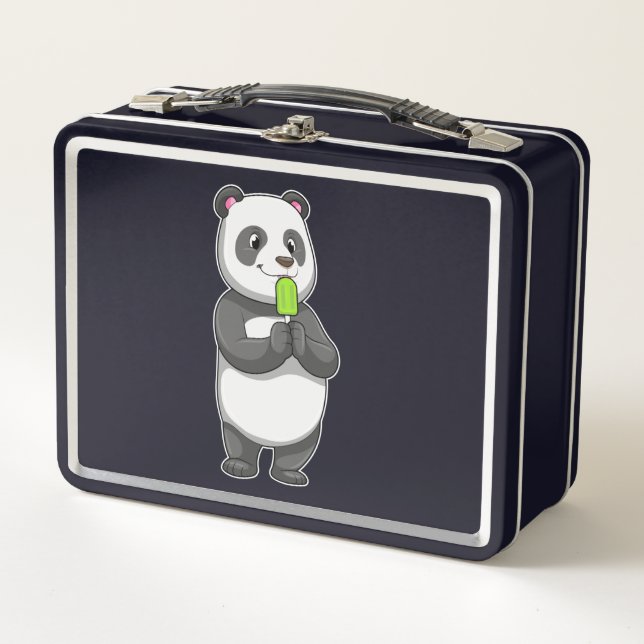 Panda with Popsicle Metal Lunch Box (Front)