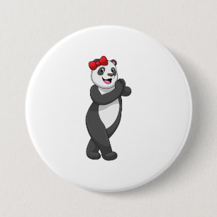 Panda with Ribbon 3 Inch Round Button