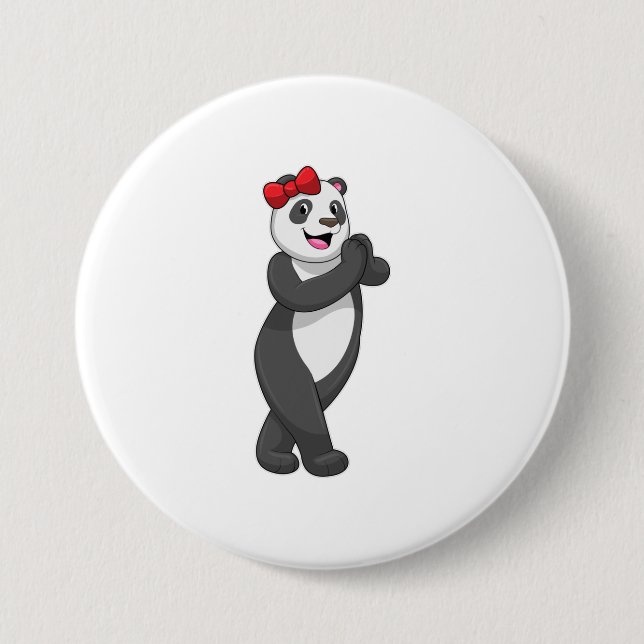 Panda with Ribbon 3 Inch Round Button (Front)