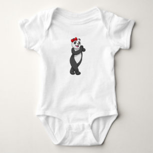Panda with Ribbon Baby Bodysuit