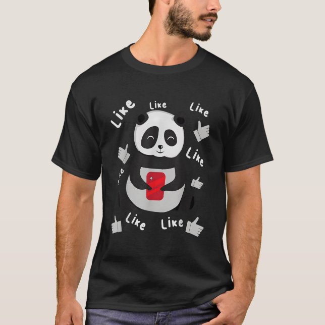 Panda With Smphone T-Shirt (Front)