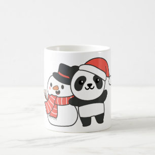 Panda With Snowman In Winter For Christmas Coffee Mug