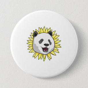 Panda with Sunflower 3 Inch Round Button