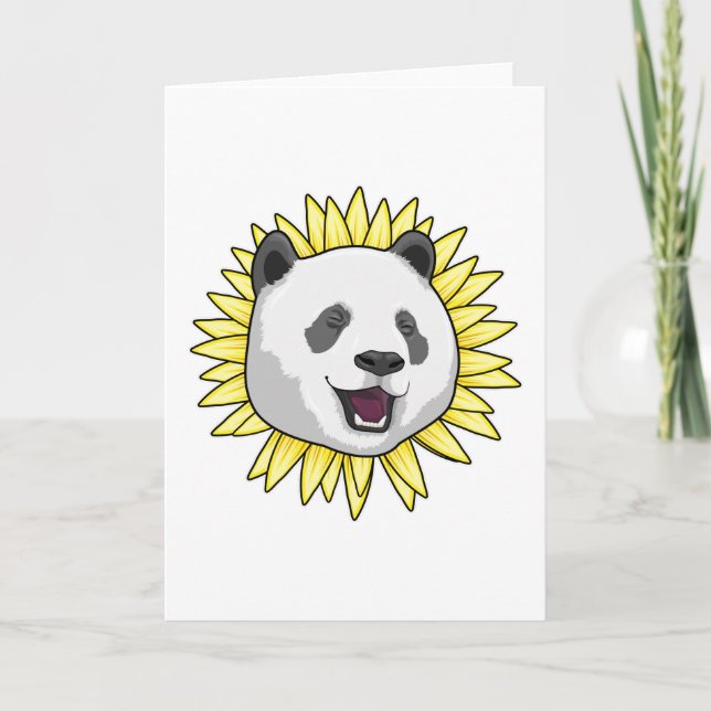 Panda with Sunflower Card (Front)