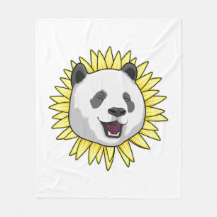 Panda with Sunflower Fleece Blanket