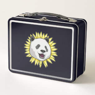 Panda with Sunflower Metal Lunch Box