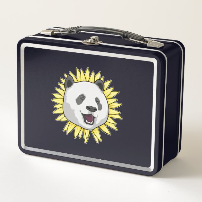 Panda with Sunflower Metal Lunch Box (Front)