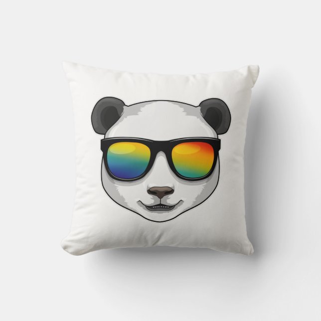 Panda with Sunglasses Throw Pillow (Front)