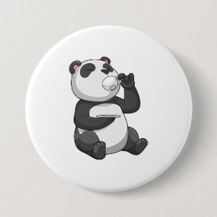 Panda with Tea Cup 3 Inch Round Button
