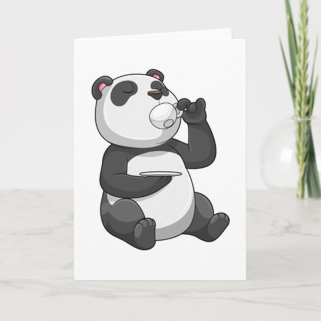 Panda with Tea Cup Card (Front)
