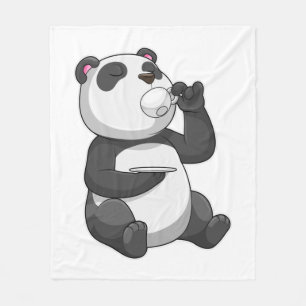 Panda with Tea Cup Fleece Blanket