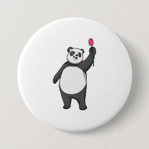 Panda with Tulip 3 Inch Round Button