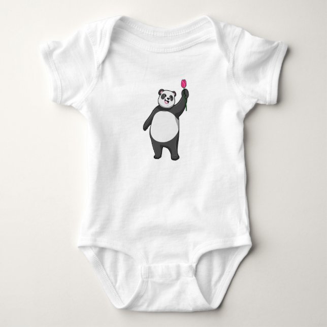 Panda with Tulip Baby Bodysuit (Front)