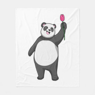 Panda with Tulip Fleece Blanket
