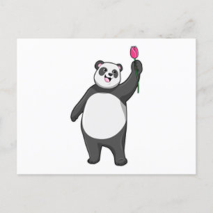 Panda with Tulip Postcard