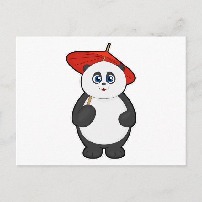 Panda with Umbrella Postcard (Front)