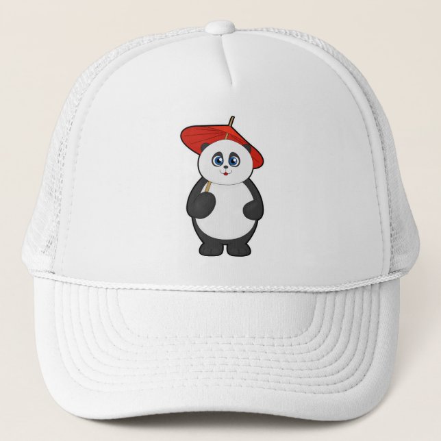 Panda with Umbrella Trucker Hat (Front)