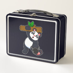 Panda with Wood at Strength training Metal Lunch Box