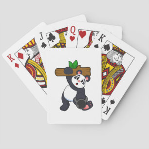 Panda with Wood at Strength training Playing Cards