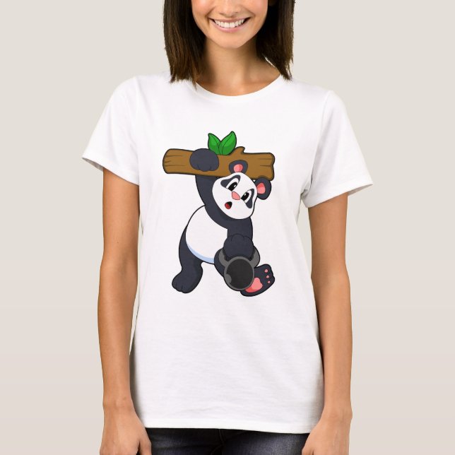 Panda with Wood at Strength training T-Shirt (Front)