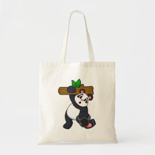 Panda with Wood at Strength training Tote Bag