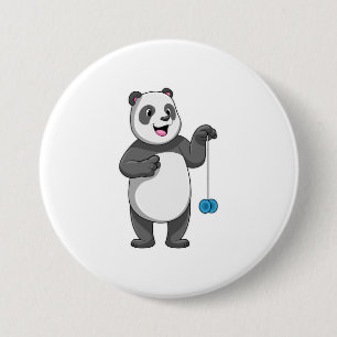 Panda with Yo-yo 3 Inch Round Button