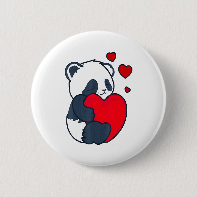 Panda Women Valentines Day Girlfriend Heart  2 Inch Round Button (Front)