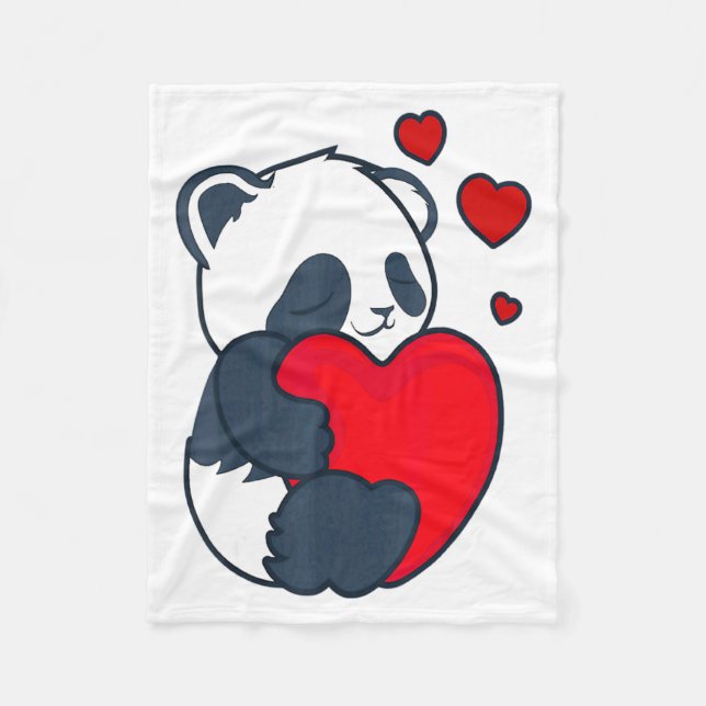 Panda Women Valentines Day Girlfriend Heart  Fleece Blanket (Front)