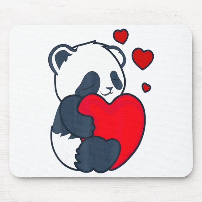 Panda Women Valentines Day Girlfriend Heart  Mouse Pad (Front)