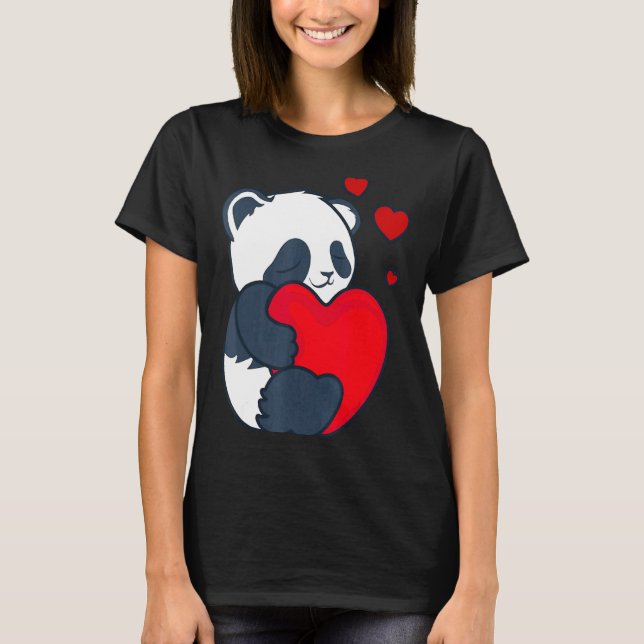 Panda Women Valentines Day Girlfriend Heart  T-Shirt (Front)