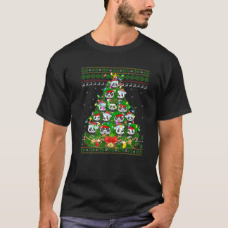 Panda Xmas Lighting Tree Santa Panda Ugly Christma T-Shirt
