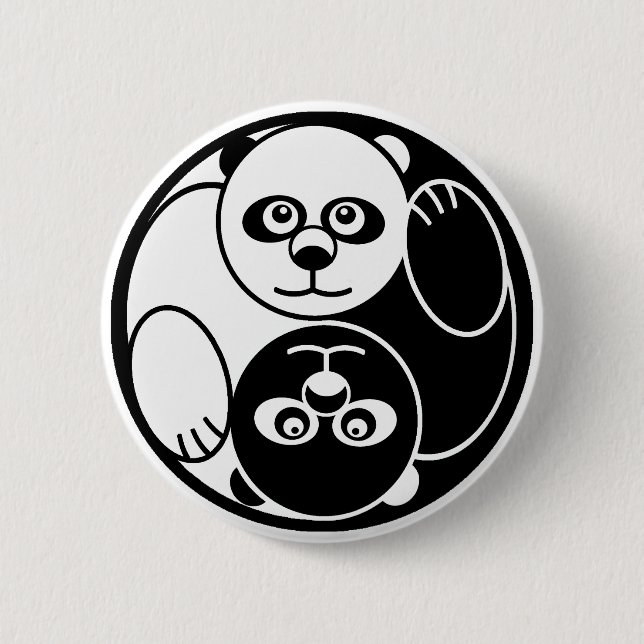 Panda Yin Yang 2 Inch Round Button (Front)