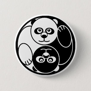 Panda Yin Yang 2 Inch Round Button
