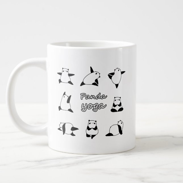 PANDA YOGA, Animals yoga, Panda bear Large Coffee Mug (Left)