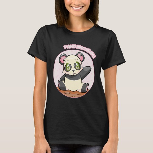 Pandamonium! Cute Panda T-Shirt, Japan Sakura Tee (Front)