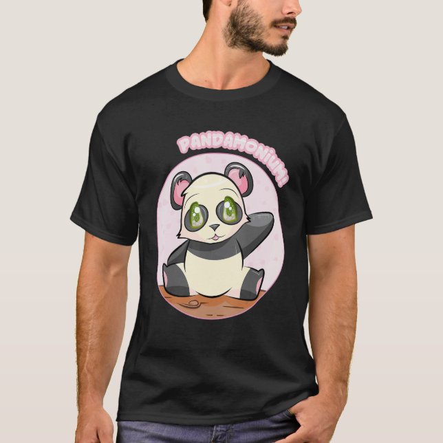 Pandamonium! Cute Panda T-Shirt, Japan Sakura Tee (Front)