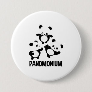 Pandamonium TShirt  Funny Panda Bear Pun Tee 3 Inch Round Button