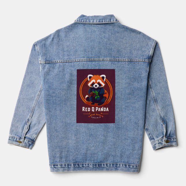 PandaPop – Super Cute Red Panda Logo Denim Jacket (Back)