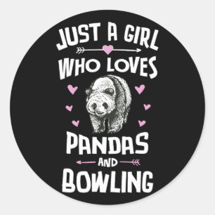 Pandas And Bowling Shirt Gift Girls Women Classic Round Sticker