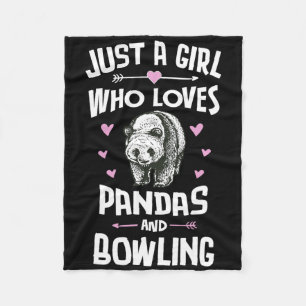 Pandas And Bowling Shirt Gift Girls Women Fleece Blanket