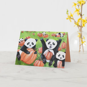 Pandas and Pumpkins Fall Greeting Card