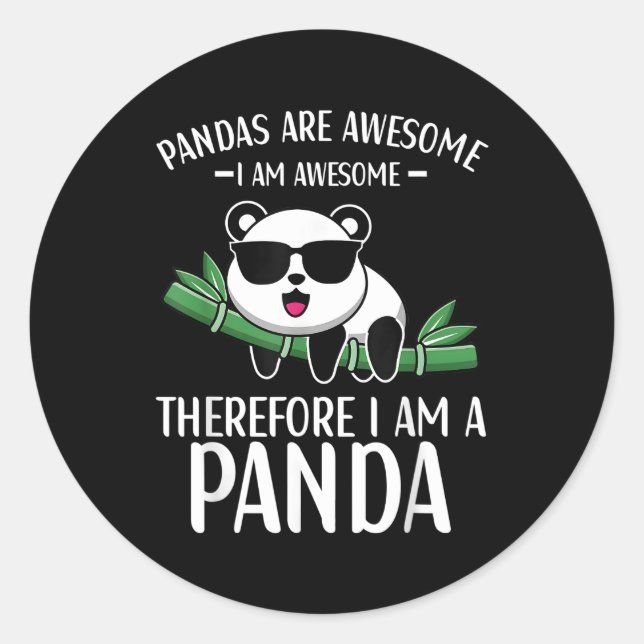 Pandas Are Awesome Panda Bear For Classic Round Sticker (Front)