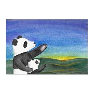 Pandas at Twilight Watercolour Acrylic Print