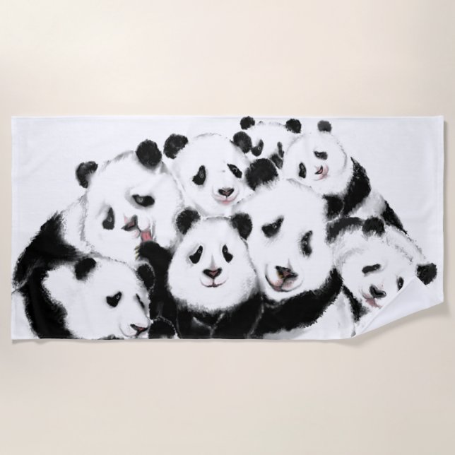 Pandas Beach Towel Family Panda (Front)