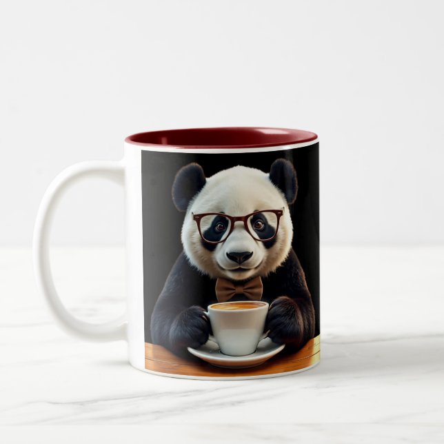 Panda's Coffee Break Two-Tone Coffee Mug (Left)
