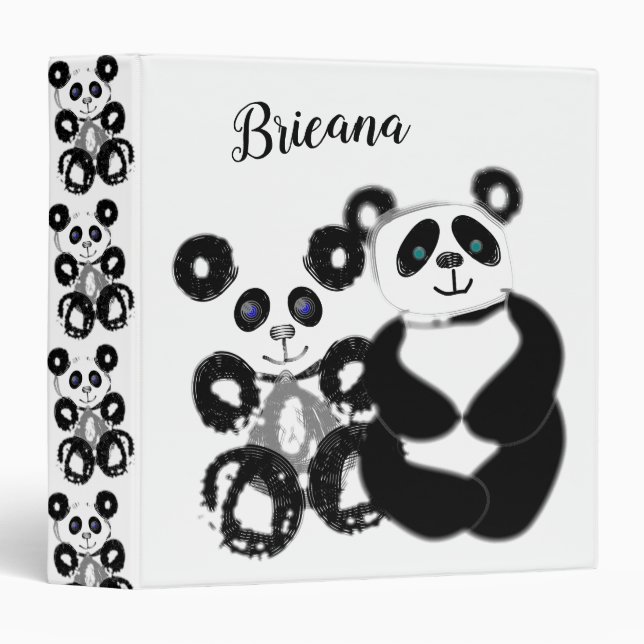 Pandas Cute and Cuddly Personalized Binder (Front/Spine)