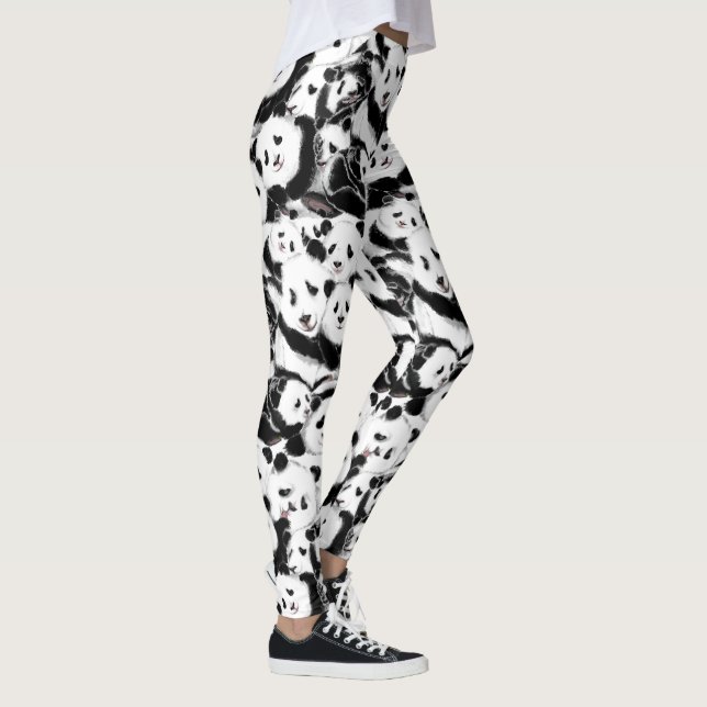 Pandas famille Leggings Hugs - Amusants (Droite)