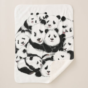 Pandas Family Sherpa Blanket