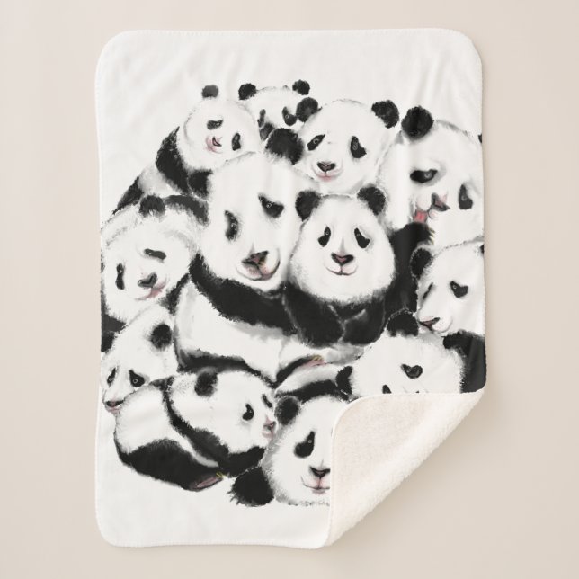 Pandas Family Sherpa Blanket (Front)