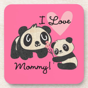 Pandas I Love Mommy Coaster